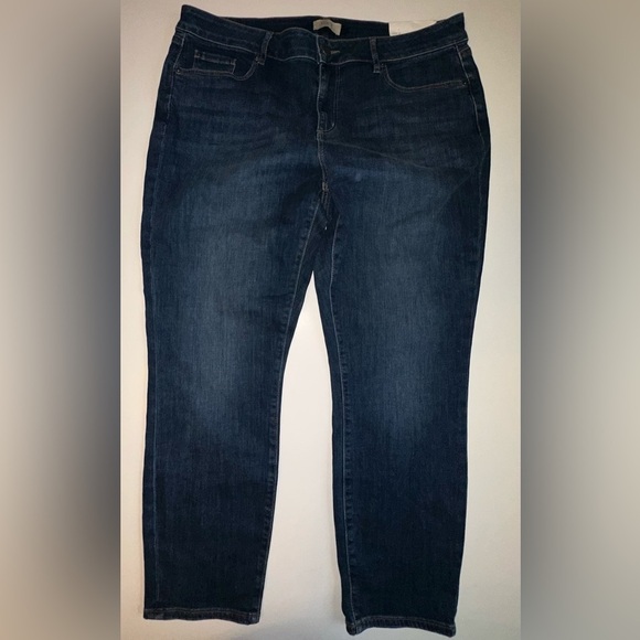 LOFT Curvy Skinny Jeans NWT Size 14 Dark Wash High Rise Ankle Stretch Denim - Picture 1 of 7